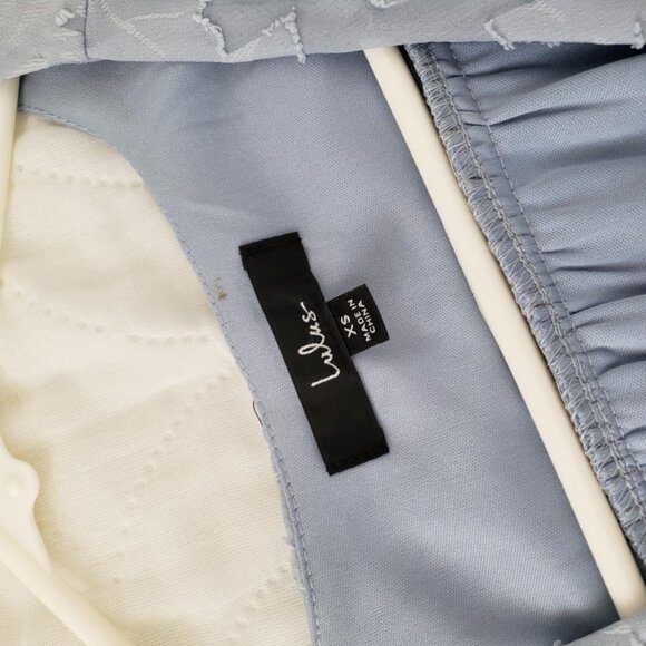 Lulu's Light Blue Jacquard Midi Wrap Dress - Picture 5 of 5